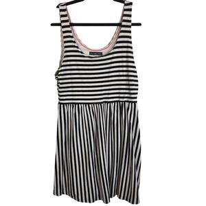 Billabong Striped Tank Dress Medium Black White Tie Side Casual Boho